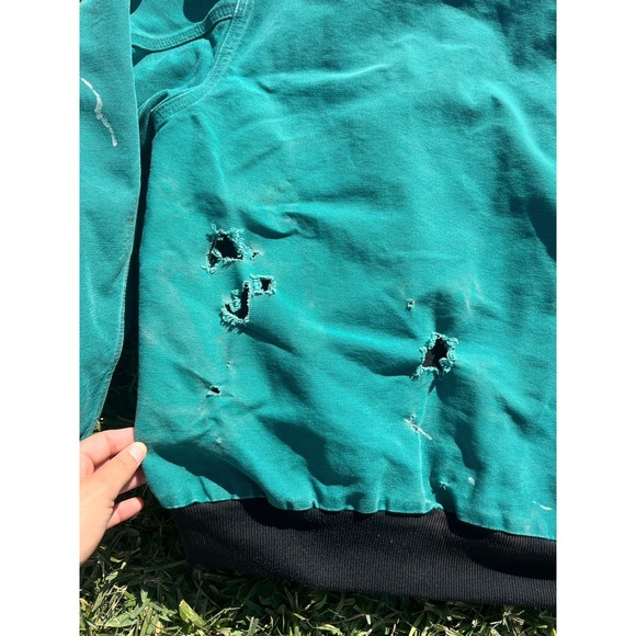 Vintage Carhartt J04 AQU Aqua Quilt Lined Hooded Jacket Mens Size XL USA HTF - Picture 10 of 12